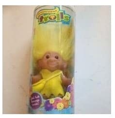 Small Good Luck Troll with Message Yellow b - figurineforall.com