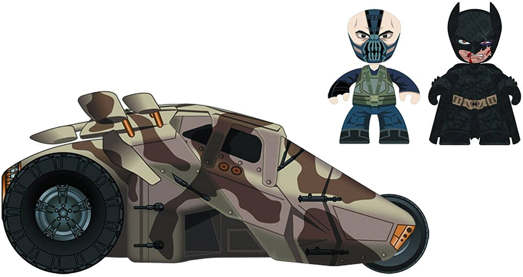 Mez-Itz Batman: The Dark Knight Rises: Bane and Battle Damaged Batman with Tumbler, 2-Pack - figurineforall.com