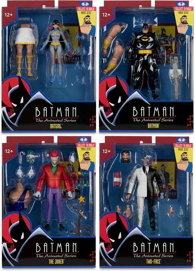 DC Direct Batman The Animated Series Wave 4 BAF Maxie Zeus - Set of 4 (Two-Face, Batgirl, Joker, Batman) 6 Inch Action Figure