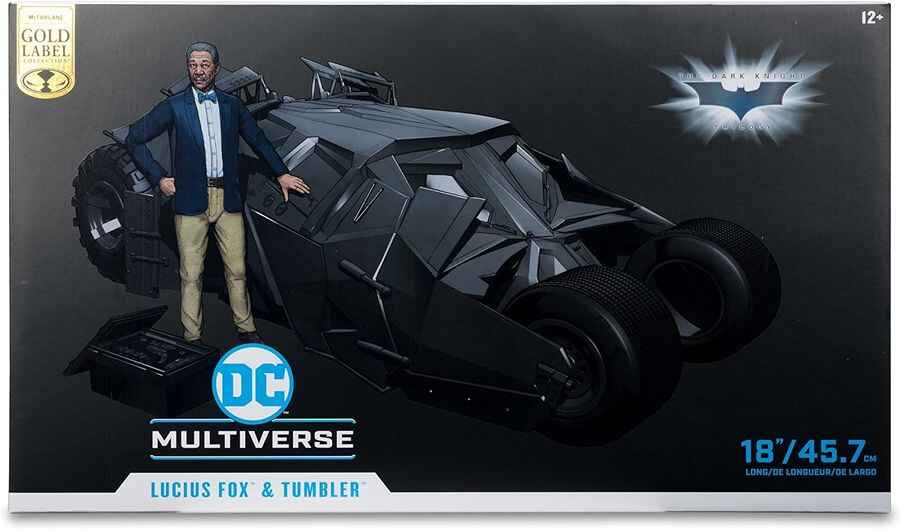 DC Multiverse The Dark Knight Lucius Fox & Tumbler Vehicle Gold Label 7 Inch Action Figure