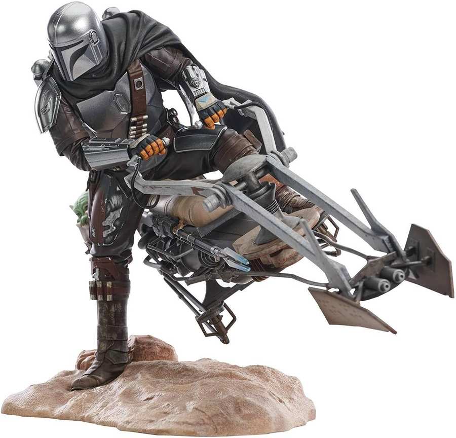 Star Wars Premier Collection The Mandalorian Din Djarin with Speeder Bike 1/7 Scale 9 Inch Resin Statue