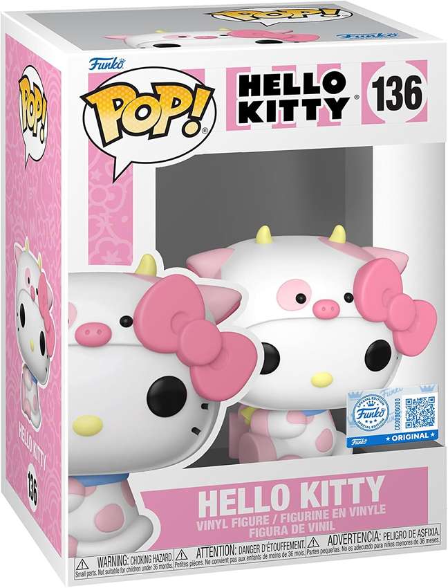 Pop Animation Hello Kitty (Sanrio) 3.75 Inch Vinyl Figure - Hello Kitty in Cow Cosplay Exclusive #136