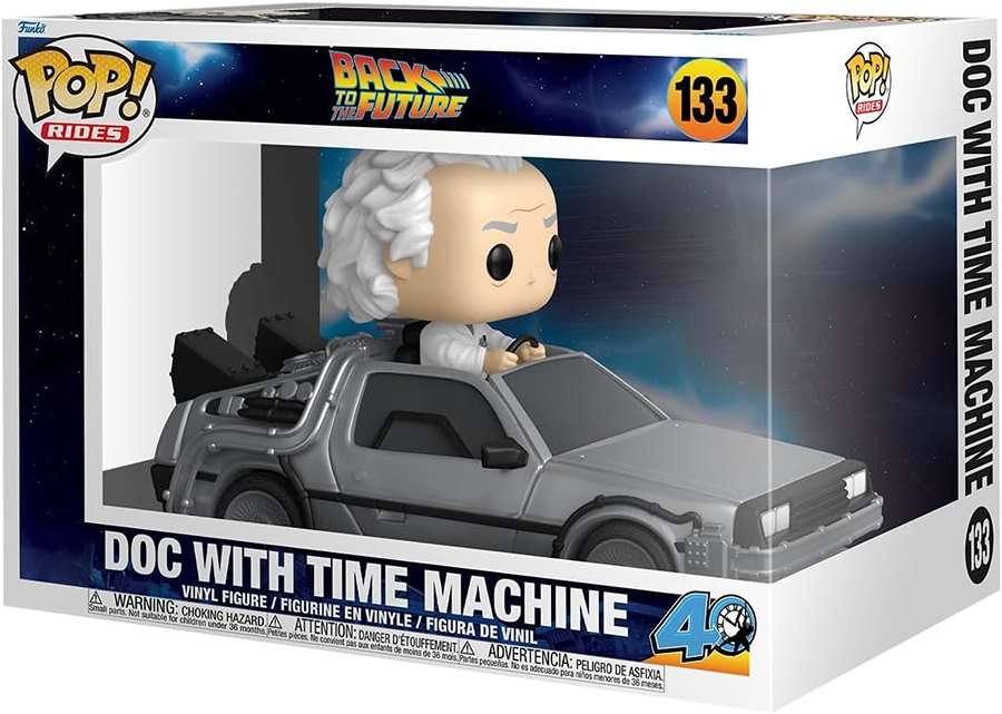 Pop Rides Back to the Future 3.75 Inch Vinyl Figure - Doc Brown with Time Machine #133