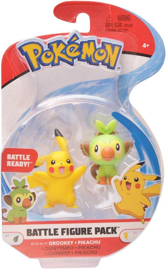 Pokemon Pikachu & Grookey 2 Inch Battle Figure 2-Pack