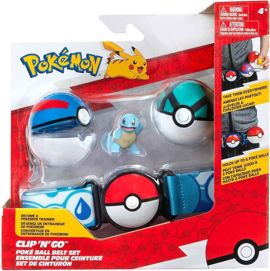 Pokemon Clip 'N' Go Poké Ball Belt Set-2-Inch Squirtle Battle Figure