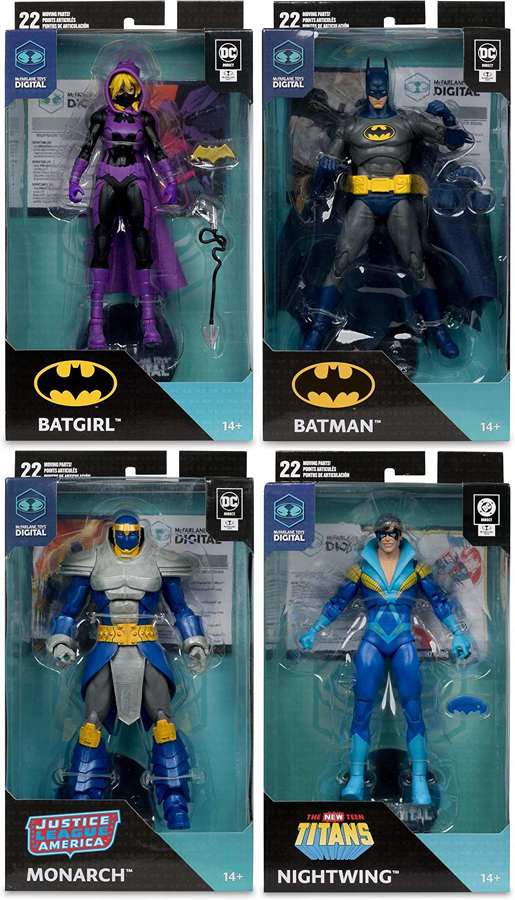 DC Multiverse Digital Wave 5 Set of 4 (Batgirl, Monarch, Nightwing, Batman) 7 Inch Action Figure