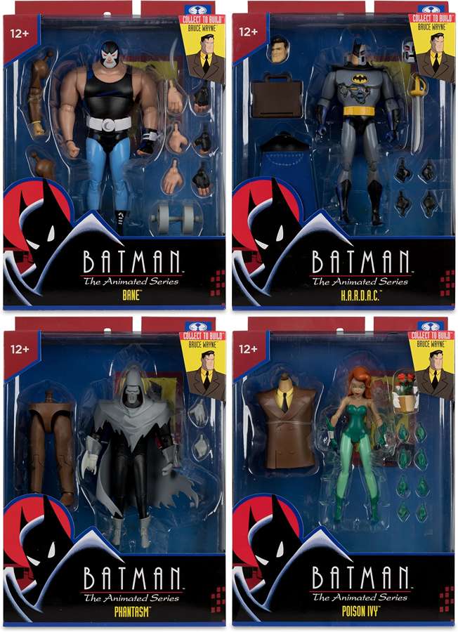 DC Direct Batman The Animated Series Wave 4 BAF Bruce Wayne - Set of 4 (Poison Ivy,H.A.R.D.A.C, Bane, Phantasm)  6 Inch Action Figure