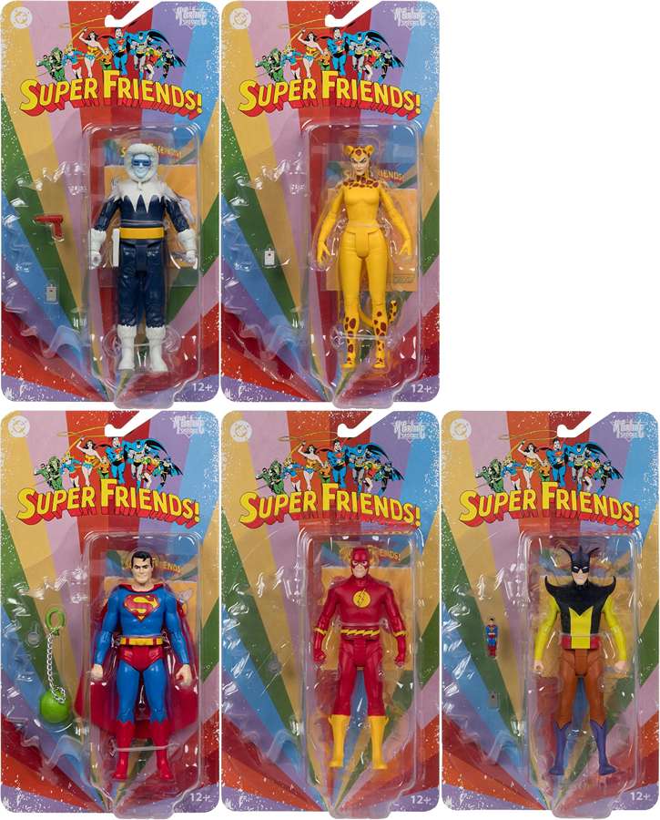 Batman DC Retro Super Friends Wave 2 Set of 5 (Toyman, Cheetah, Superman, Flash, Captain Cold) 6 Inch Action Figure