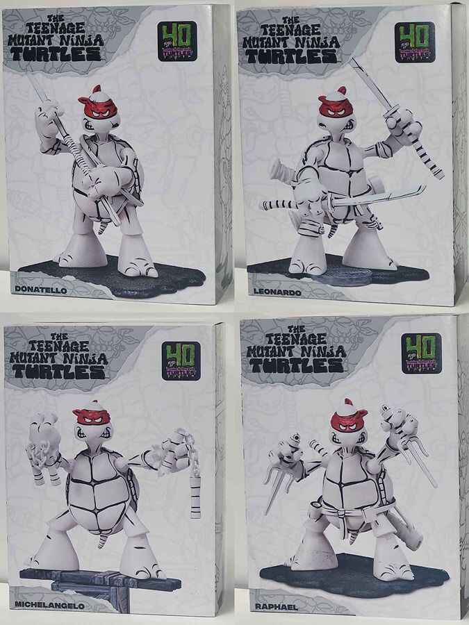 Teenage Mutant Ninja Turtles Original Sketch 4.5 Inch Action Figure - Set of 4 Black & White