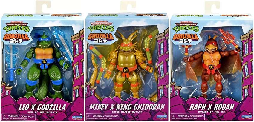 Teenage Mutant Ninja Turtles x Godzilla - Set of 3 (Raphael, Leo Mikey X Rodan, Godzilla Ghidorah) 5 Inch Action Figure