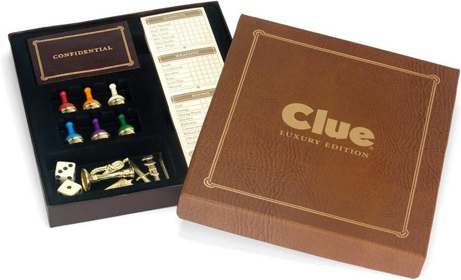 Clue Luxury Edition Board Game with Wood Cabinet