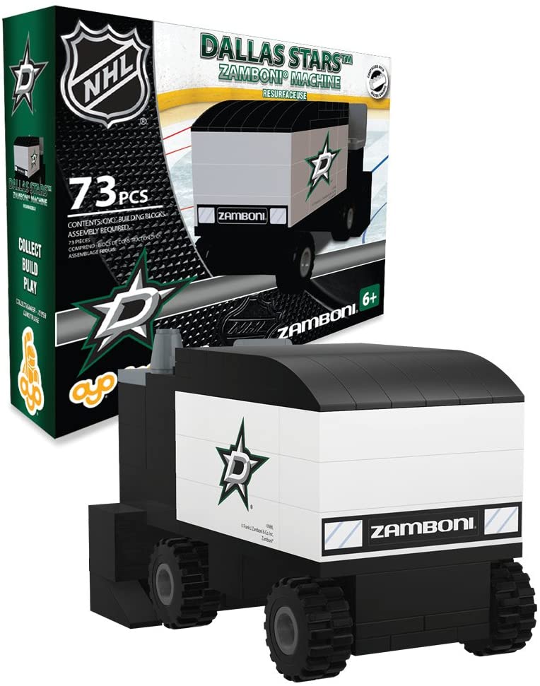 OYO Sports NHL Hockey Zamboni Dallas Stars Buildable 73 pcs Ice Resurfacing Machine Building Blocks Set - figurineforall.ca