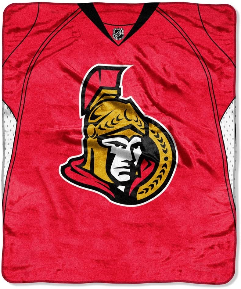 The Northwest Company Ottawa Senators NHL Royal Plush Raschel Blanket (Jersey Series) (50in x 60in) - figurineforall.com