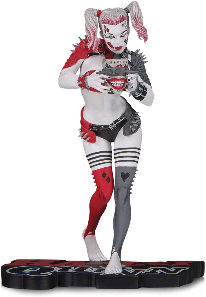 DC Collectibles Harley Quinn Red, White & Black: Metal Harley Quinn by Greg Horn Statue - figurineforall.ca