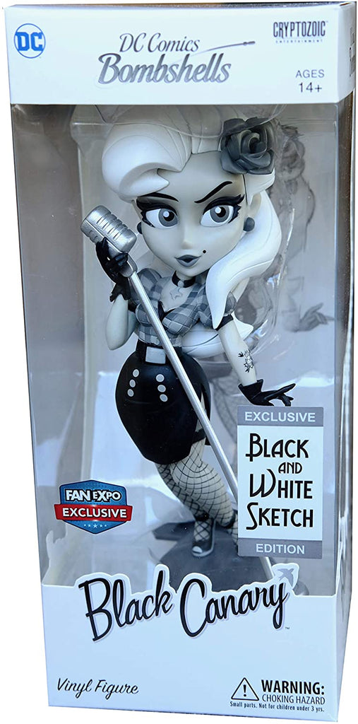 DC Comics Bombshells Black Canary Black and White 7 Inch Vinyl Figure (Sketch Edition) - figurineforall.ca