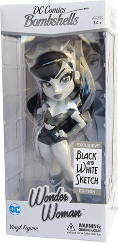 DC Comics Bombshells Wonder Woman Black and White 7 Inch Vinyl Figure (Sketch Exclusive Edition) - figurineforall.ca
