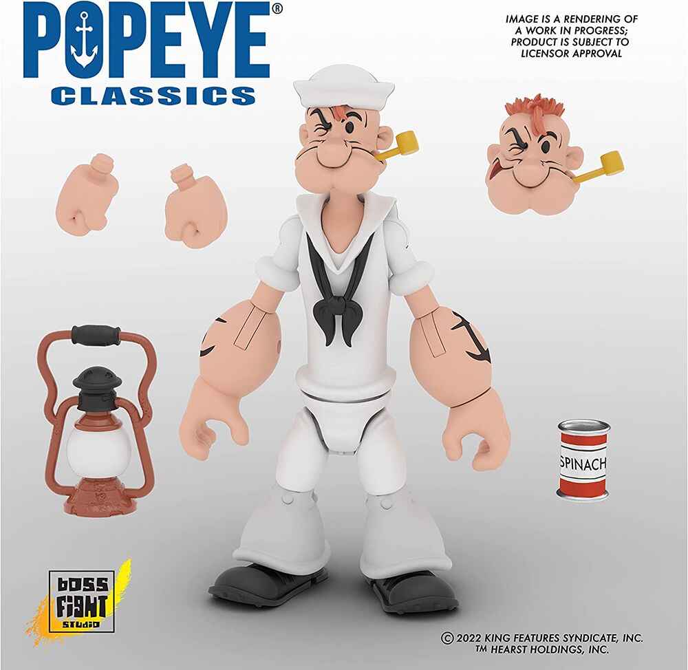 Popeye Classics: Popeye White Sailor Suit 1:12 Scale 6 Inch Action Figure - figurineforall.ca