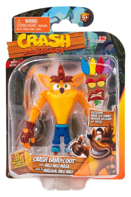 Crash Bandicoot Crash with Aku Aku Mask 5 Inch Action Figure Wave 1 - figurineforall.com