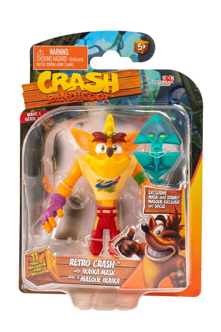 Crash Bandicoot Retro Crash with Ikaika Mask 5 Inch Action Figure