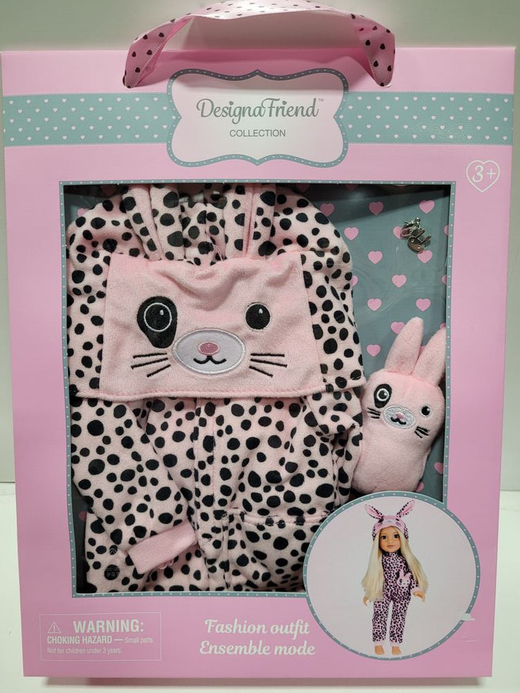 Designafriend Collection Fashion Outfit Pyjama Bunny Onesie Outfit for 18 Inch Doll - figurineforall.ca