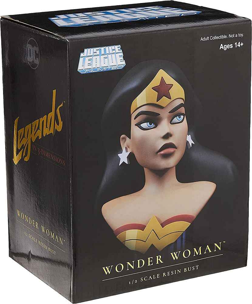DC Justice League Animated Wonder Woman Legends 3D 1/2 Scale 10 Inch Bust - figurineforall.ca