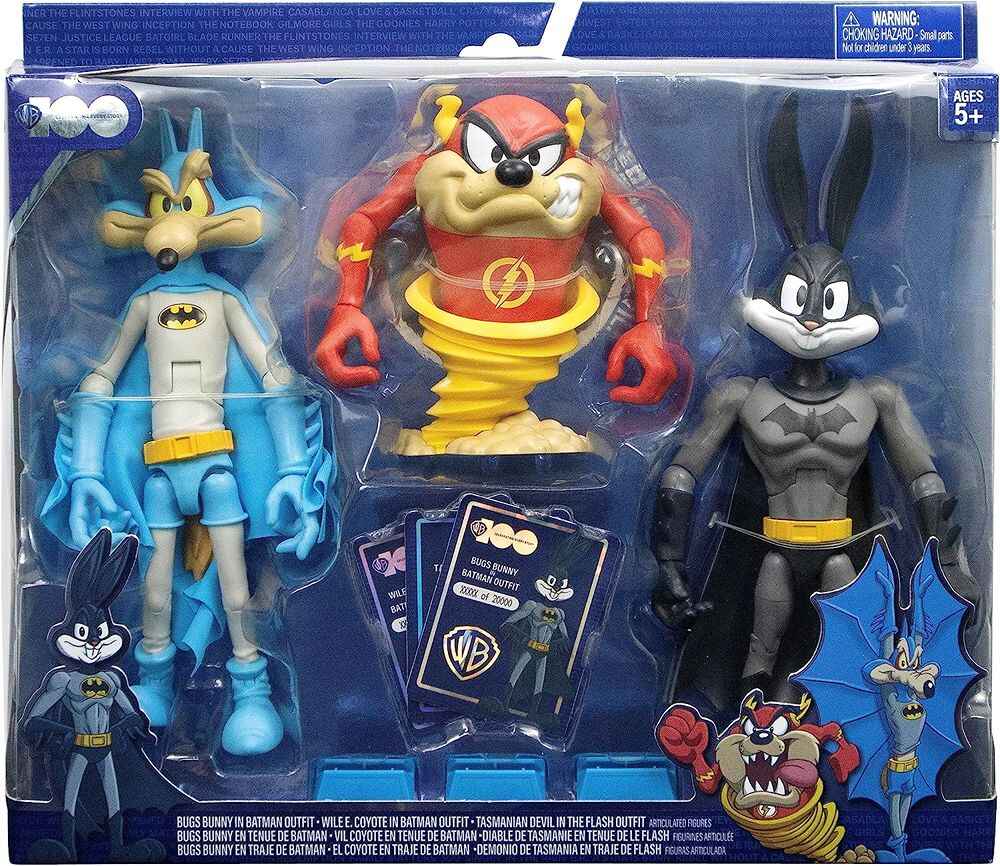 Looney Tunes X DC WB100 Bugs Bunny, Wile E Coyote, Taz In DC Outfit 3-Pack 7 Inch Action Figure