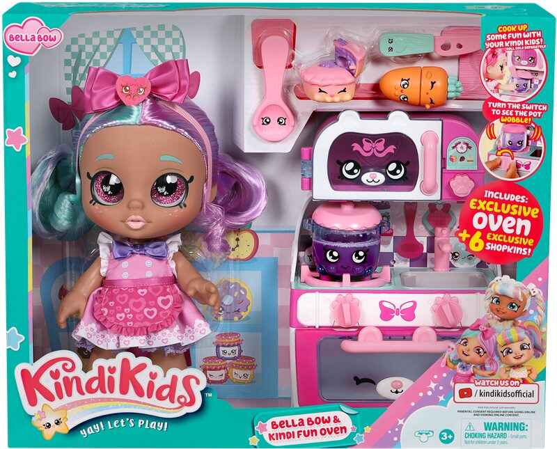 Kindi Kids Bella Bow and Kindi Fun Oven with 6 Shopkins Playset 10 Inch Doll