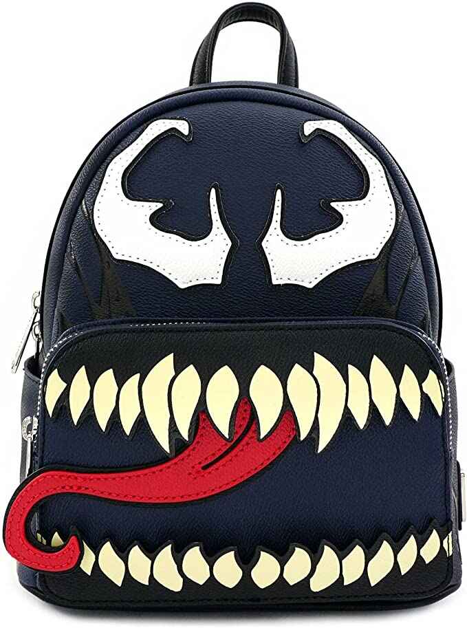 Loungefly Marvel Venom Face Faux Leather Mini Backpack Shoulder Bag - figurineforall.ca