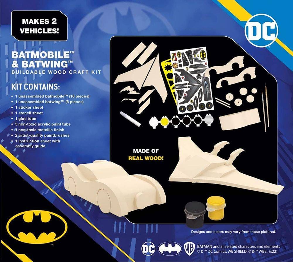 DC Batmobile and Batwing Buildable Wood Craft and Paint Kit