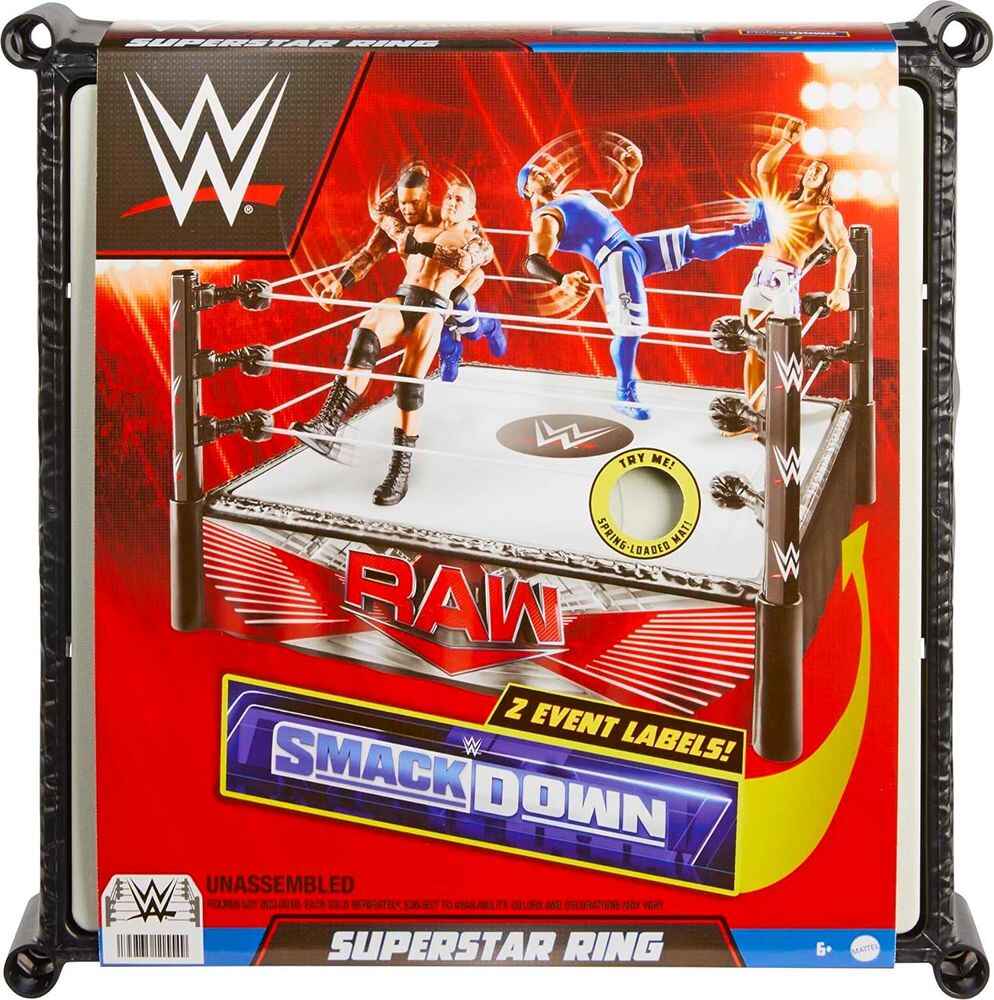 Wrestling WWE Superstar Ring Playset with Spring-Loaded Mat Smack Down & Raw