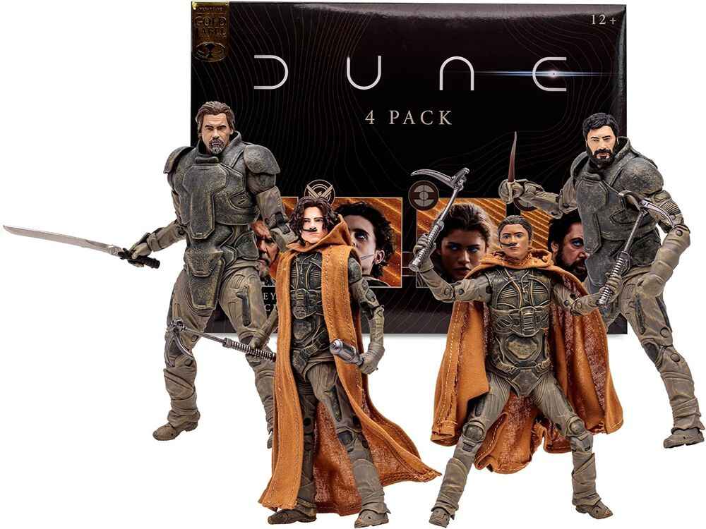 Dune: Part 2 Gurney Halleck, Paul Atreides, Chani, Stilgar (Gold Label) 7 Inch Action Figure 4-Pack - figurineforall.ca