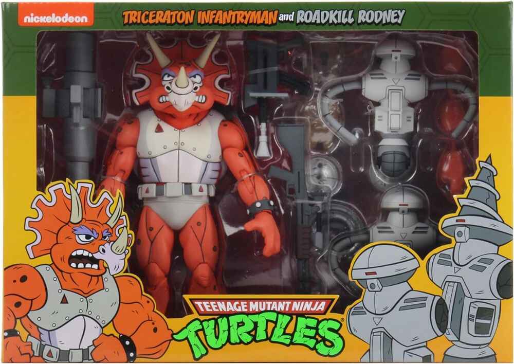 Teenage Mutant Ninja Turtles Cartoon Triceraton Infantryman and Roadkill Rodney 3-Pack 7 Inch Action Figure