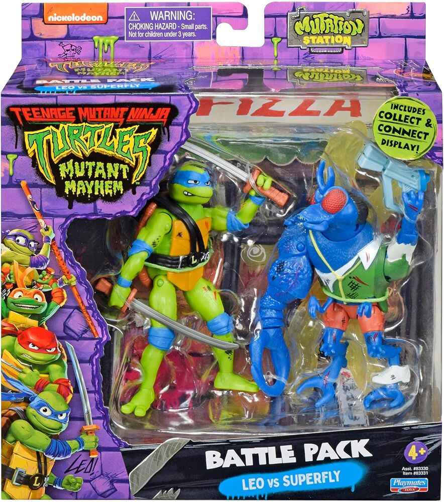 Teenage Mutant Ninja Turtles Mutant Mayhem 4.5 Inch 2-Pack Action Figure - Leonardo Vs Superfly